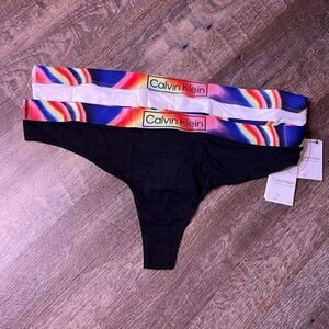 Calvin Klein Plus Size CK Reimagined Heritage Pride Thong Panty-Set of 2-Size 3X